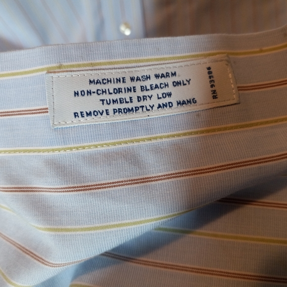 Brooks Brothers Slim Fit Blue 1/2-36 Button Down Front Pocket Long Sleeves Shirt - Picture 3 of 7